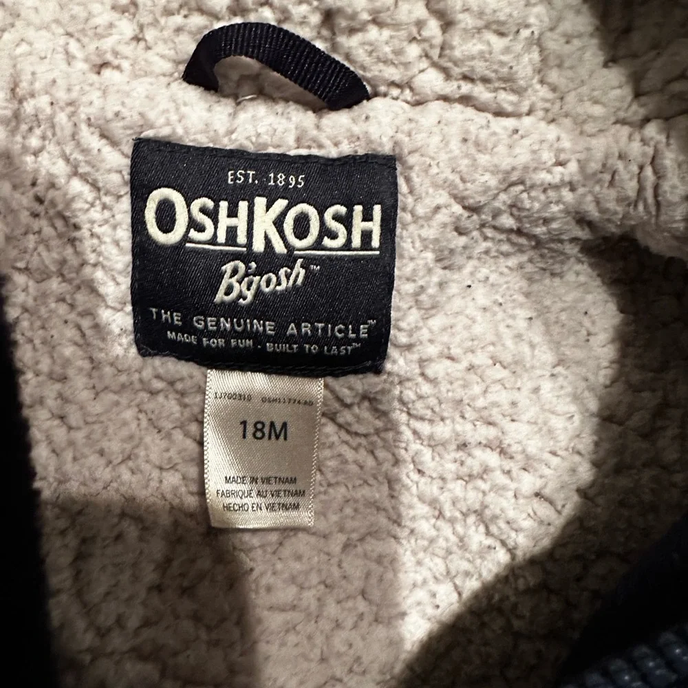 OshKosh B’gosh Toddler Navy Toggle Winter Coat Sherpa Lined 18M